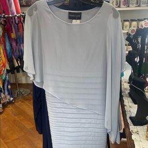 Frank Lyman Design Light Blue Asymmetrical Cape Dress